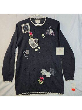Vintage Susan Bristol S Cottagecore Sweater Notions Embroidery Sewing Craft Top